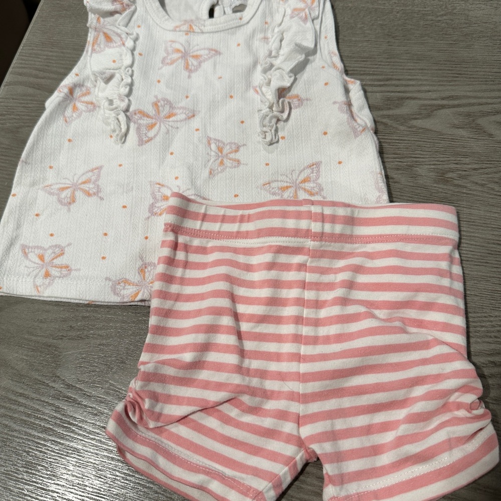 Rachel Zoe White and Peach Butterfly Top